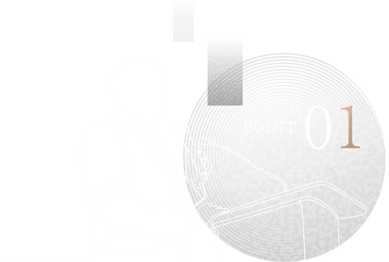 ポイント１、「大手経営者・
            HR領域著名人による講演」のイメージ。演台でマイクを手に持っている男性が描かれている。